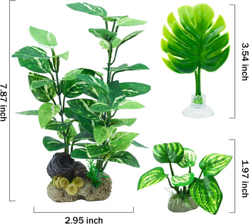 Aquarium Decorations Fish Tank Artificial Plastic Plants?Silk Plants for Fish Tank Decoration, Pack of 7 (Green)...