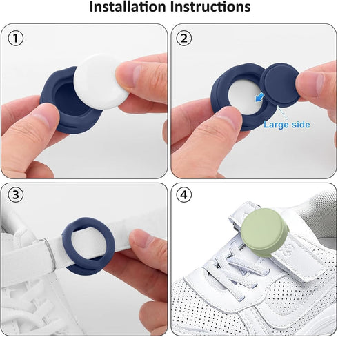 2 Pack Apple AirTag Holder for Kids, Soft Silicone Waterproof Air Tag Case Holder for Children Shoes Shoestring, Pet Collar, Backpack (Black+Navy ...