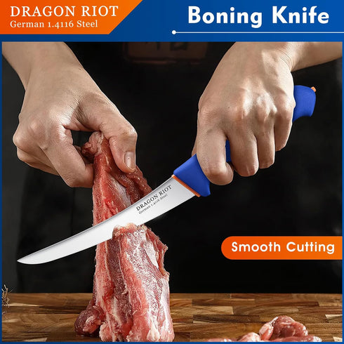 DRAGON RIOT 6 Inch Boning Knife, Flexible Curved Blade Processing Knife Brisket Meat Trimming Butcher Knife - Stainless Fish Fillet Turkey Carving...