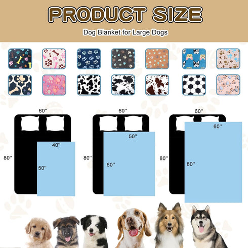 Upgraded Dog Blankets for Large Dogs, Dog Cat Blankets Washable 40" x 50", Soft Pet Mat Throw Cover for Kennel Crate Bed, Cute Paw Pattern, Dog Bl...