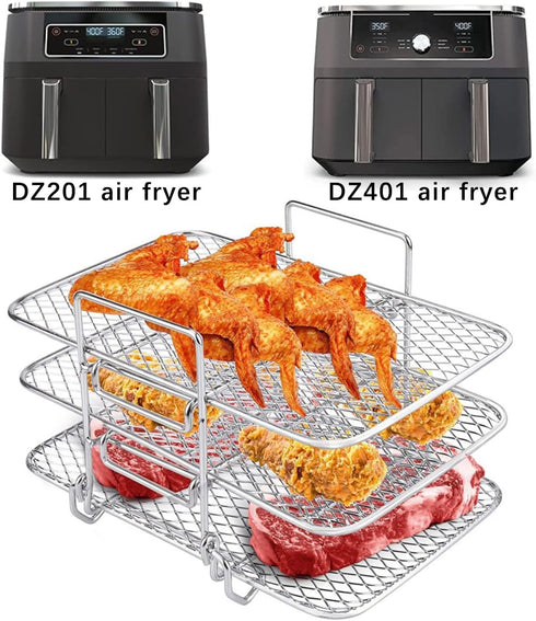 3 Layers Dehydrator Rack Accesories, Air Fryer Rack Stainless Steel Compatible with Instant Pot Vortex, Pressure Cooker Grill Rack for Ninja Foodi...
