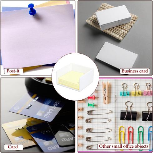 White Sticky Notes Holder, Acrylic PS Notepad Cube Organizer Self-Stick Note Pad Holder Cute 3x3 In Sticky Note Memo Dispenser Personalized Sticky...