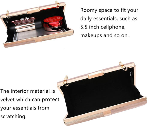 CARIEDO Evening Clutch for Women, Evening Bag Crossbody Bag Wedding Bridal Purse for Cocktail Party Prom...