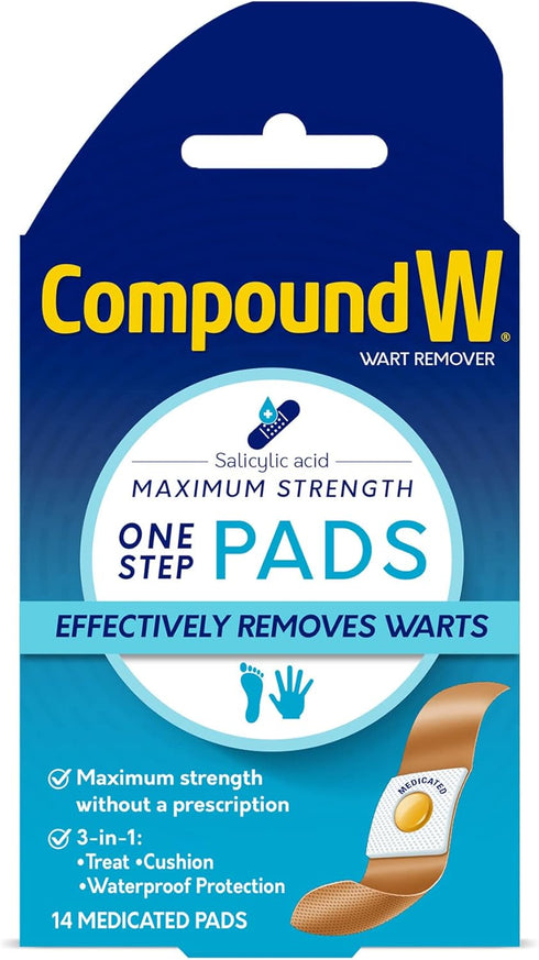 Compound W Wart Remover Maximum Strength One Step Pads, 14 Medicated Pads...
