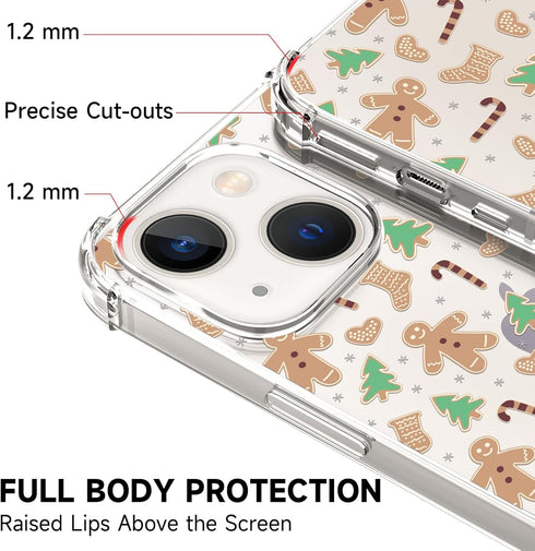 Christmas Clear Phone Case for iPhone 13 Mini,Christmas Gingerbread Man Pattern Case Cover Soft TPU Protective Slim Shockproof Cover Boys Girls Ph...