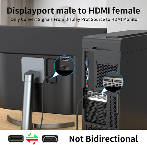 Displayport to HDMI Adapter 4K 24K Gold Plated Displayport DP to HDMI Female Converter?Uni-Directional Display Port to HDMI Converter Compatible f...
