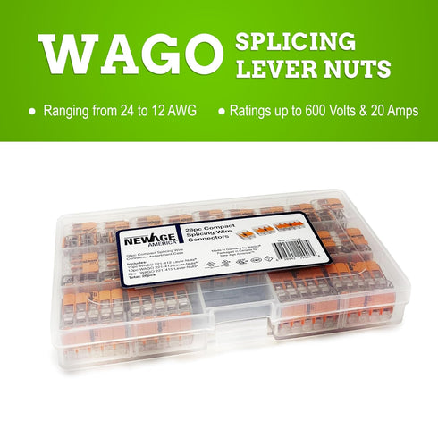 WAGO 221 Series 28pc Compact Splicing Wire Connectors Assortment Pack | includes (10x 221-412), (10x 221-413), (8X 221-415) | 221 Series Assortmen...