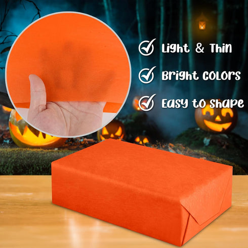 Morcheiong 60 Sheets Orange Tissue Paper Art Gift Wrapping Tissue Paper Bulk Gift Wrapping for DIY Art Craft Floral Birthday Halloween Party Festi...