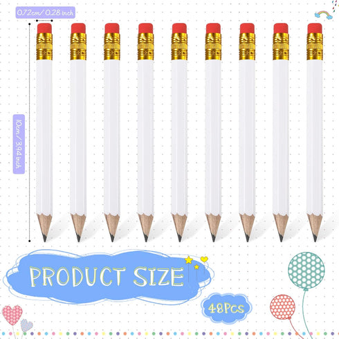 Zonon 48 Pieces Golf Pencils Half Pencils with Eraser Wedding Mini Pencils Short Small Pencils for Kids Bridal Shower School Office Writing Drawin...