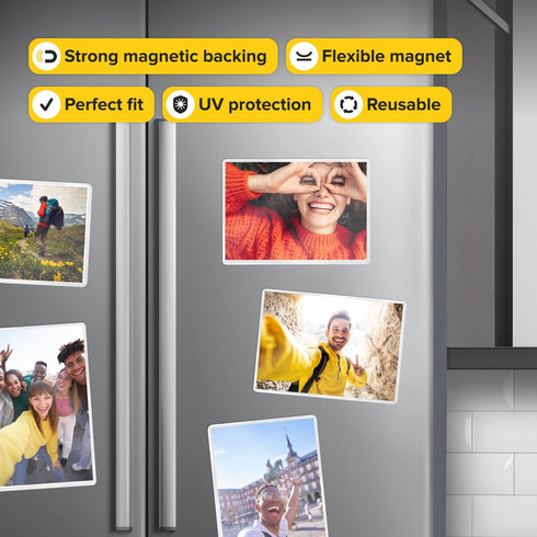 Magnetic Picture Frames for Refrigerator, White, Holds 5x7 inches photo, 10 pack, premium magnetic photo frame by X-Bet...
