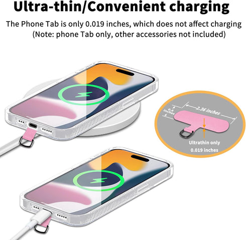 Phone Tether Tab for iPhone, Cell Phone Lanyard Patch, Phone Strap Replacement Part for All Full Phone Cases (Pink)......