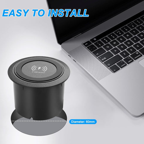 XMSJSIY Desktop Embedded Wireless Charger 3-in-1 Multifunctional Pop-Up 10W Fast Charging Wireless Charger USB Desktop Charger Dual USB Charging f...
