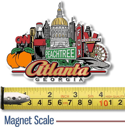 Atlanta City Magnet by Classic Magnets, 3D Rubber Vintage-Style Collectible Souvenirs and Gifts Made in The USA, 4.2" x 3.2"...