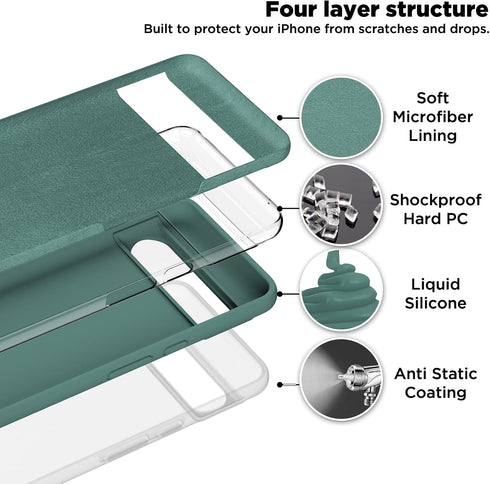 Compatible with Pixel 8 Pro Case, Liquid Silicone Case, Full Body Shockproof Protective Cover,?Soft Microfiber Lining? Slim Thin Phone Case for Go...