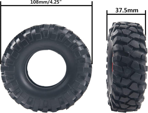 6-Spoke 1.9" Rubber Tires 108mm Wheels & 12mm Hex Hub Wheel Rims Compatible with 1/10 Axial D90 SCX10 CC01 TF2 RC Off-Road Climbing Crawler Car...