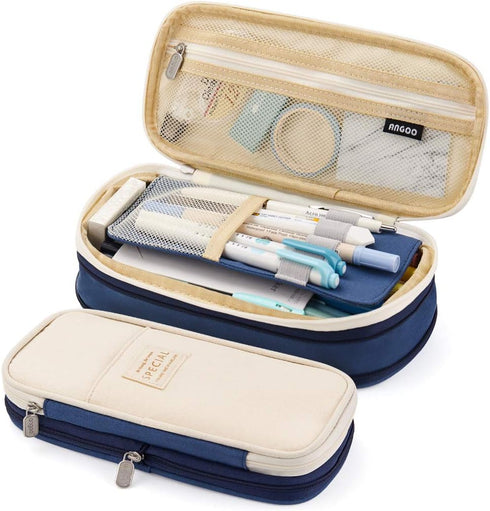 EASTHILL Big Capacity Pencil Pen Case Office College School Large Storage High Capacity Bag Pouch Holder Box Organizer Blue...