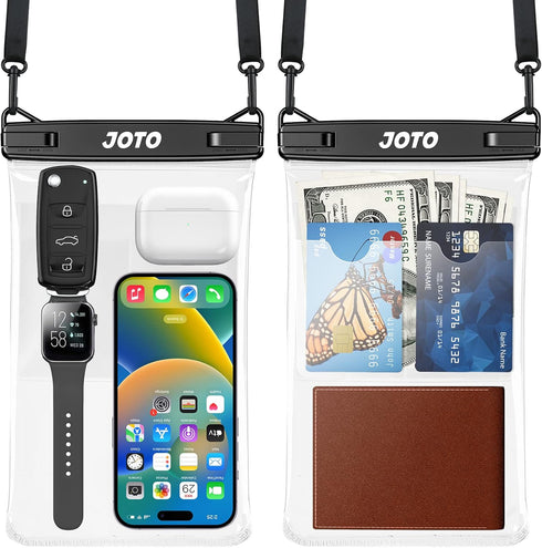 JOTO 2 Pack Large Waterproof Phone Pouch Case Bag, IPX8 Universal Big Underwater Cell Phone Dry Bag with Lanyard for iPhone 15/14/13/12/11 Pro Max...