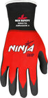 MCR Safety Ninja BNF N96970XL Work Gloves, 18 Gauge NylonSpandex Shell, Breathable Nitrile Foam(BNF) Coated Palm & Fingertips, X-Large, Black/Red...