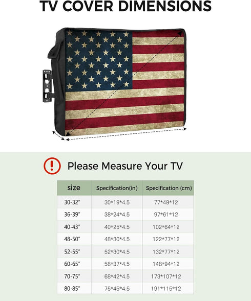 Outdoor TV Cover - American Flag Waterproof and Weatherproof 30"-32" LCD Movable Shield TV Display Screen Protector Outside Television Covers...