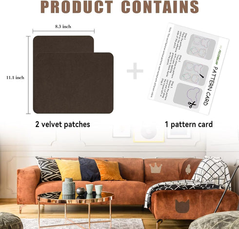 Azobur fabric couch repair patch 8.3 x 11 inches,Self-Adhesive fabric repair patch for Furniture,Handbag,Sofa,Car Seats-(Dark Brown)...