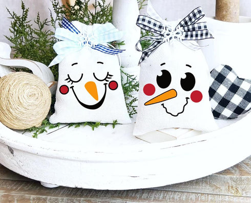 3” Christmas Snowman Face Stencils for Painting on Wood Slice, Reusable Christmas Stencil Winter Ornament Drawing Templates for Tiered Tray/Window...