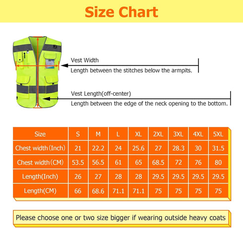 TCCFCCT High Visibility Vest 9 Pockets Reflective Safety Work Vest for Men Women, Hi Vis Construction Vest with Reflective Strips, Meets ANSI/ISEA...
