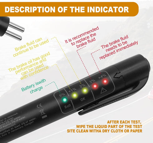 5 LED Indicators Brake Fluid Liquid Tester Pen Auto Tester Tool for DOT 3 DOT 4 DOT 5.1 Vehicle Diagnostic Testing Tool...