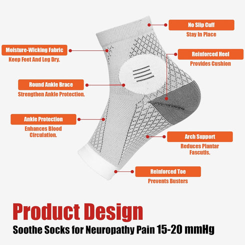 3Pairs Plantar Fasciitis Socks - Neuropathy Socks - Ankle Compression Sleeve - Toeless Compression Socks with Foot/Arch Support for Heel Spurs, Fo...