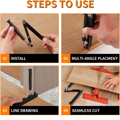 Multi-Function Scribing Tool, Construction Aluminum Alloy Scribe Tool with Deep Hole Pencil for DIY Woodworking, Compass Contour Gauge, Floor Corn...
