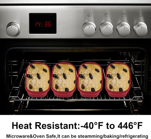 Silicone Mini Loaf Pan Set of 6, Non-stick Easy Release Rectangle Mini Bread Pan, Hot Dog Buns Mold, Flexible BPA Free Silicone Baking Mold for Ba...