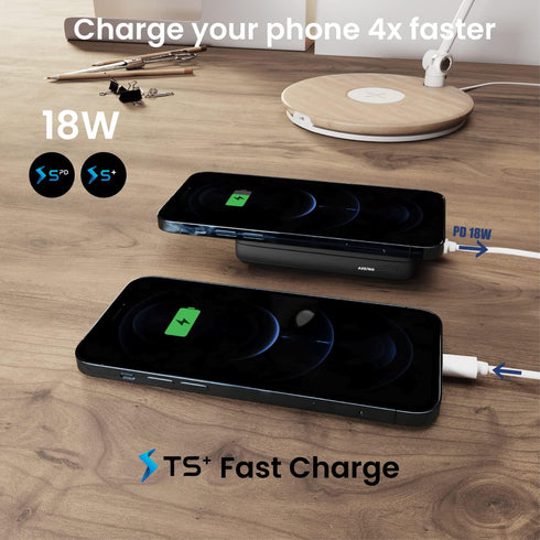 TECHSMARTER 10000mAh Magnetic Wireless Power Bank, 18W USB-C PD Portable Phone Charger. Compatible with iPhone 12, 13, 14 only...