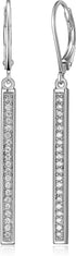 MORGAN & PAIGE .925 Sterling Silver Cubic Zirconia Vertical Bar Drop Earrings 1-3/4" Linear Dangle Earrings For Women...