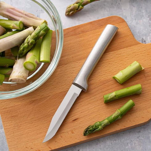 RADA Cutlery Serrated Regular Paring Knife (R142), 3.25" Stainless Steel Hollow Ground Fine-Serrated Blade, Made in USA, Silver Handle...