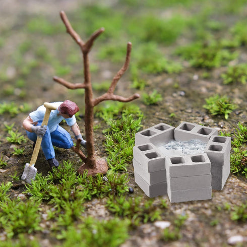 Deekin 24 Pcs Mini Cinder Blocks 1/12 Scale Mini Bricks Miniature Cinder Blocks Concrete Mini Cement Building Blocks for Mini Dollhouse Accessorie...