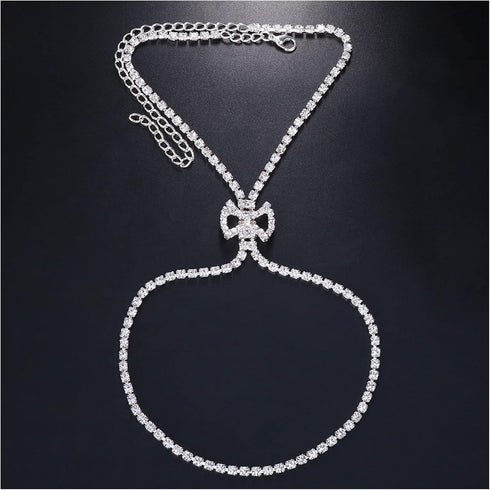 1Pcs Rhinestone Cross High Heel Anklet Chain Shining Rhinestone Foot Chain Jewelry Crystal Foot Bracket Ankle Chain Jewelry for Women(Crystal-silv...