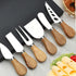 6-Piece Cheese Knife Set, Cheese Knives Cheese Knife Set Wooden Handle Stainless Steel Cheese Slicer Fork Spreader for Cheese Butter Pizza Cake Cu...