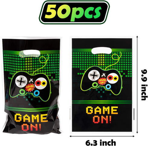 PANTIDE Video Games Party Favor Bags, Game On Plastic Loot Gifts Bags, Gaming Goody Candy Treat Bags for Video Game Themed Birthday Party Supplies...