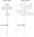 Ercadio Silver Glitter God Bless and Baptism Cupcake Toppers Cross Cupcake Picks Christian Party Decoration Supplies 24 PCS...