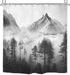 Riyidecor Misty Shower Curtain 72Wx72H Inch Foggy Snow Mountain Scenery National Park Smokey Tree Woodland Landscape Black Gray for Men Bathroom D...