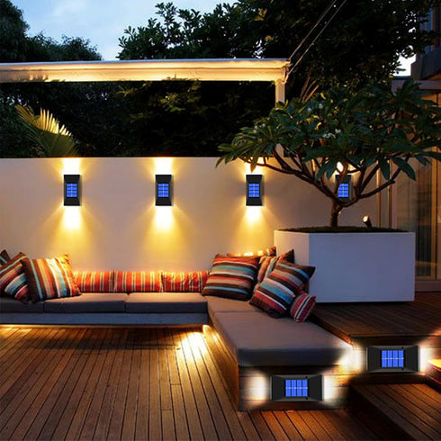Solar Wall Lights Decorative Solar Fence Post Lights Solar Deck Lights Waterproof Garden Lights Outdoor Decorative LED for Garden Front Door Fence...