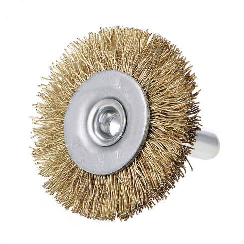 uxcell 1-1/2Inch Wire Wheel Brush Bench Copper Plated Crimped Steel 1/4-Inch Shank 10 Pcs...