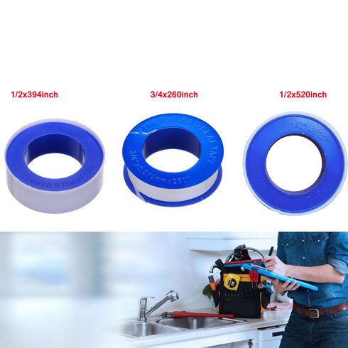 Plumbers Duct Tape, 5 Rolls 1/2 Inch(W) X 520 Inches(L) Teflon Tape - PTFE Pipe Sealant Tape Flex Seal Tape Waterproof Plumbers Tape (1/2 by 520 I...