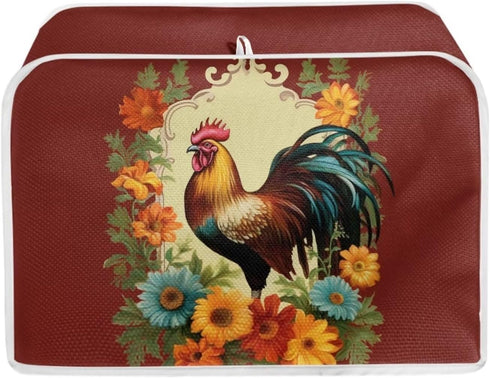 Chicken Sunflower Toaster Cover 2 Slice Wide Slot Small Appliance Covers Machine Washable Kitchen Decor Accessories Toaster Oven Cover Retro Roost...