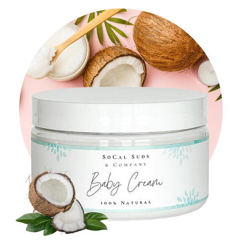 SoCal Suds & Company - Natural & Organic Baby Cream - Gentle Moisturizing for Sensitive Tender Infant Skin, Nourishing Hydration with Aloe & Cocon...