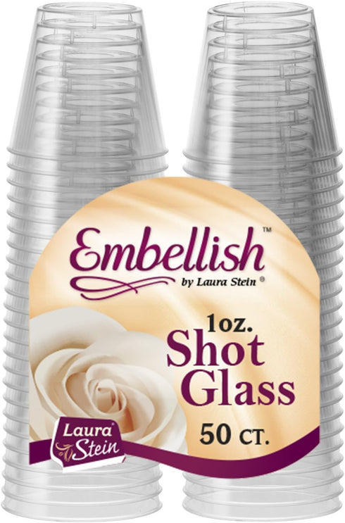 Embellish Crystal Clear Hard Plastic 1oz Clear Shot Glass Pack Of 50...