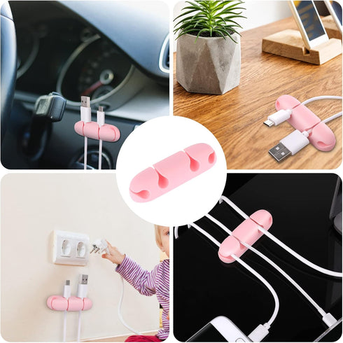 Cable Clips 3PCS Cord Wire Organizer Cable Management Holders 4 Hole Silicone Cable Harness USB Charging Accessory Cable Holder for Office and Hom...