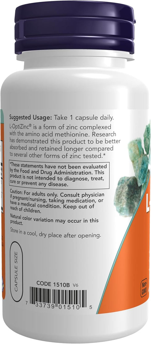 NOW Supplements, L-OptiZinc® 30 mg with Copper, Highly Bioavailable Form, Immune Support*, 100 Veg Capsules...