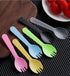 100 Pack 2 in 1 Disposable Sporks Ice Cream Scoop MINI Plastic Forks Spoons Cake Dessert Spoon Salad Serving Scoops for Home Use Picnics Birthday ...