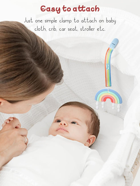 Giftty Rainbow Teether for Babies, Baby Teething Toy BPA-Free 100% Food-Grade Silicone Soothing & Teething Relief for 3-24 Months Baby Boys and Gi...