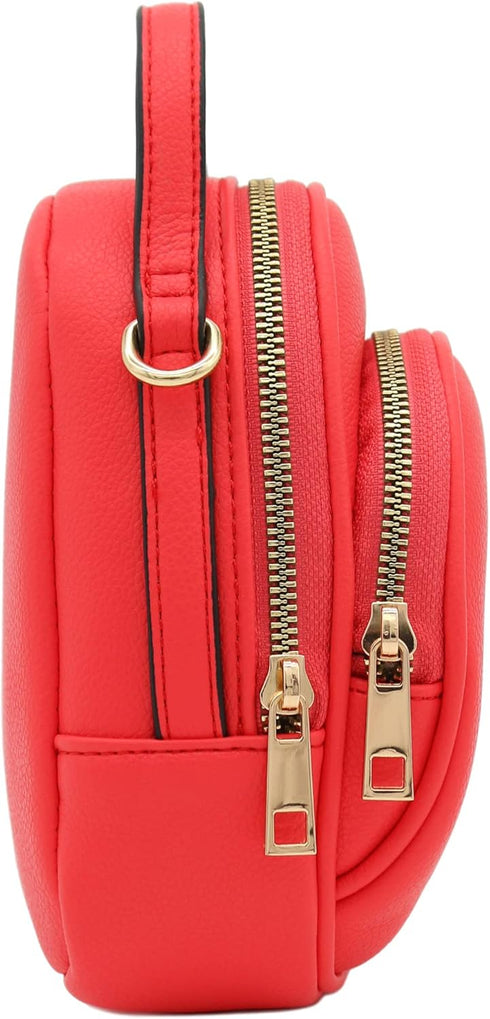 FashionPuzzle Two Compartment Mini Oval PU Leather Crossbody Bag...